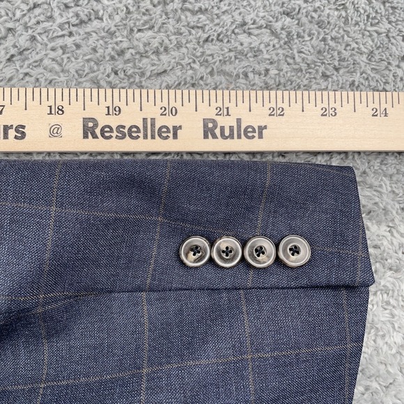 Jos A Bank Blazer Mens 36 Regular Blue Plaid Wool 1905 Tailored Fit Jacket Brrr - Picture 14 of 15